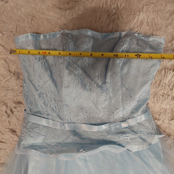 NWT Baby Blue Strapless Tulle Princess Ball Gown Wedding Prom Gala Opera - Picture 5 of 11